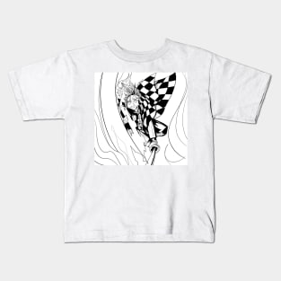 tanjiro kamado kun in demon slayer flames art ink Kids T-Shirt